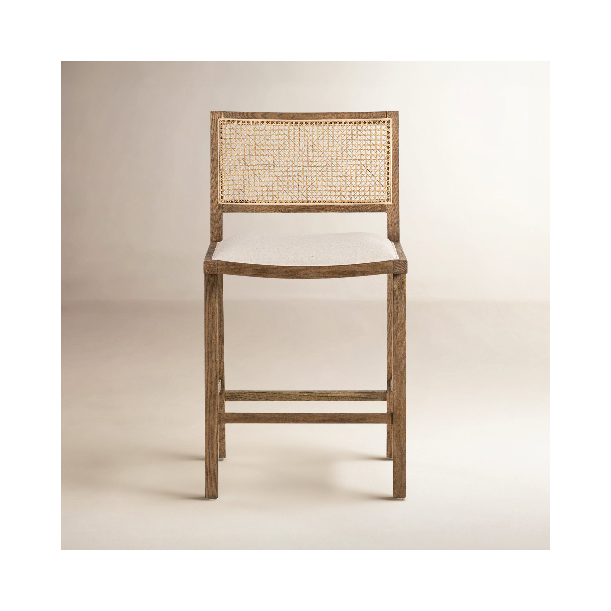 Miraz Cane Stool, Counter Stool (27” Seat Height), White Polyester Blend