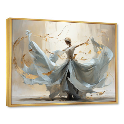 «Minimalisme blanc et bleu dansant II», reproduction sur toile encadrée
