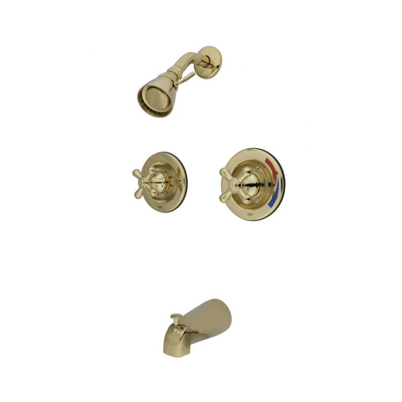 Heritage Pressure Balanced Temperature Control Tub and Shower Faucet with Rough-in Valve, Polished Brass