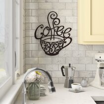 Metal Coffee Cup Wall Art - Set of 3