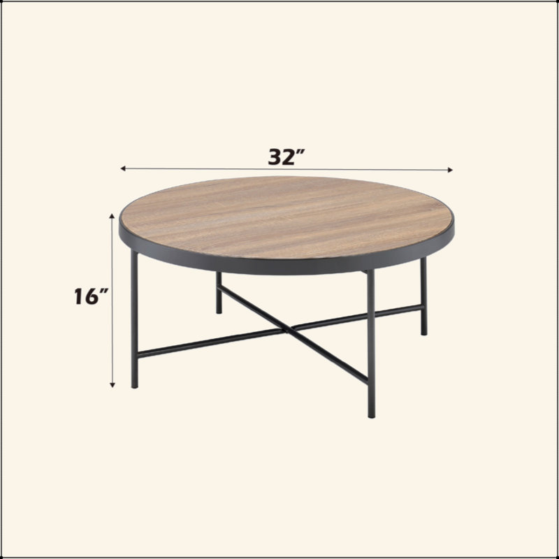 Weathered Gray Oak & Metal Finish Coffee Table