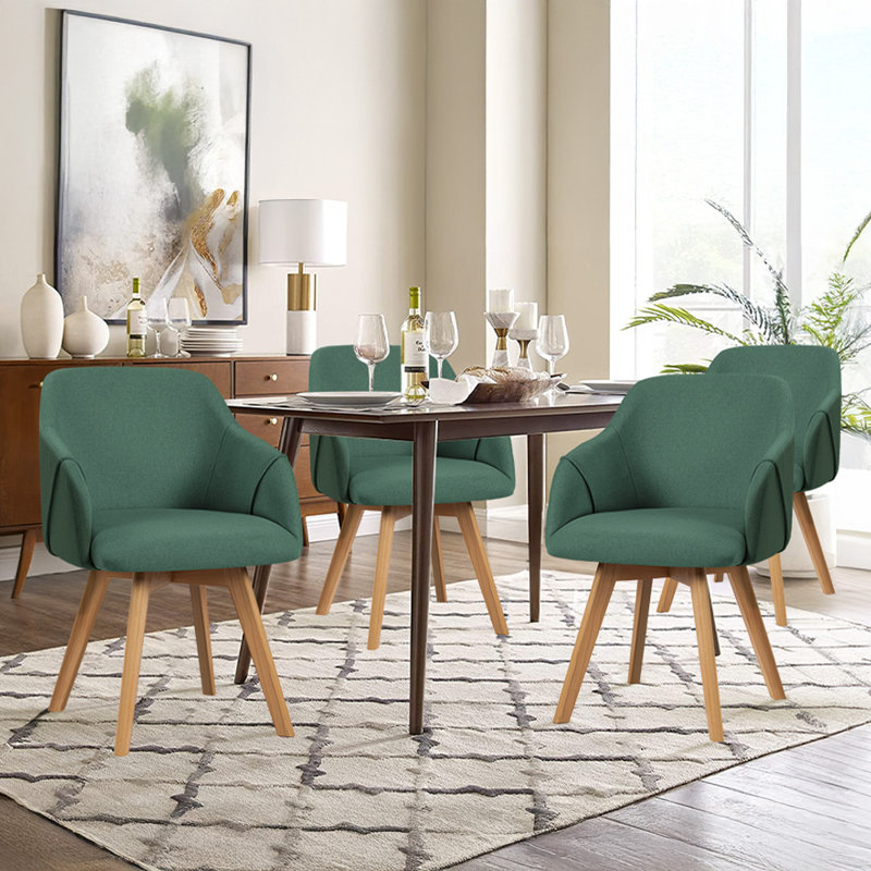 Swivel Linen Modern Upholstered Back Dining & Side Chair, Green