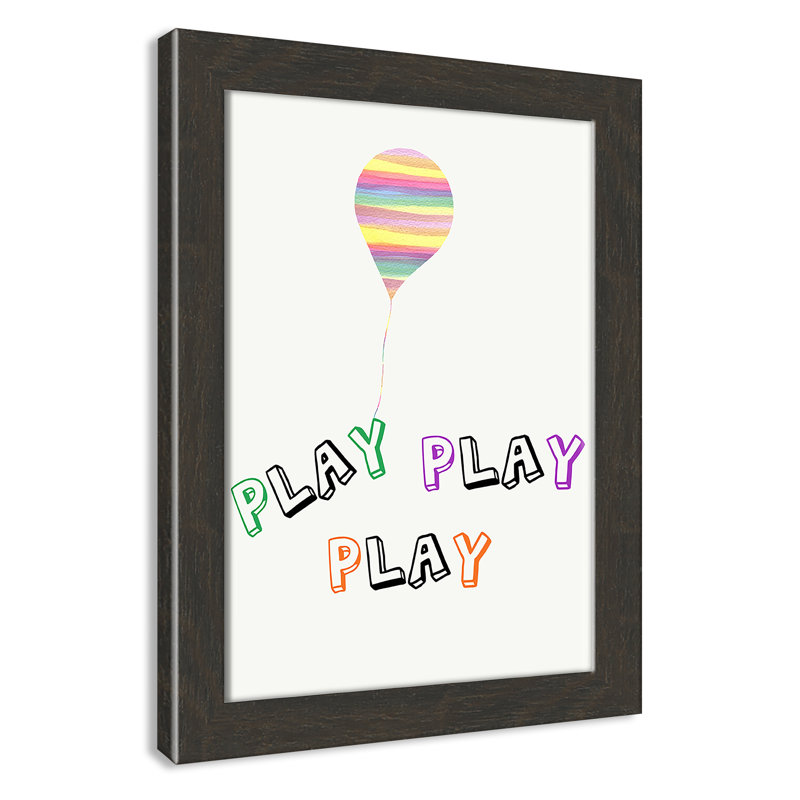 Play Play Play, impression sur papier, H 14 po x l 10 po x P 0,6 po, Encadré plat à grain de bois noir