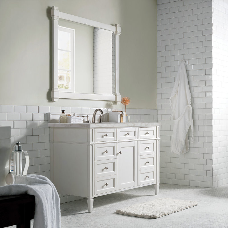 Brittany 48'' W Single Vanity, Bright White, Victorian Silver