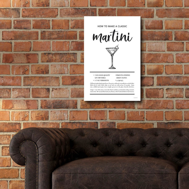  'Martini' by Lettered & Lined Acrylic Glass Wall Art, 16" x 24", 24" H x 16" W