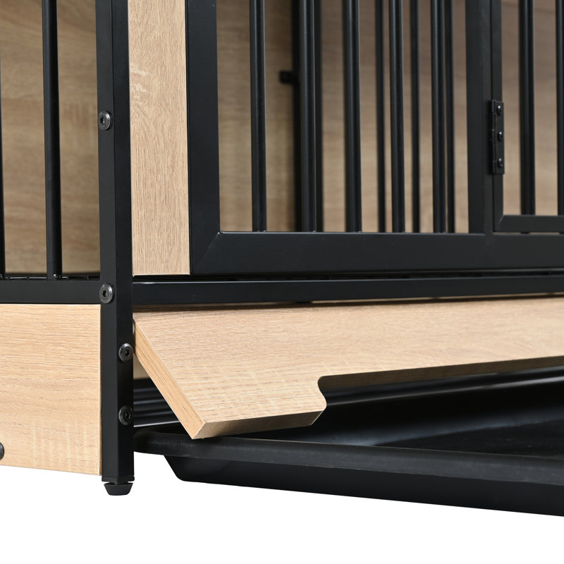 Cage pour chien en bois avec deux pièces, boîtier de taille moyenne, planches améliorées et épaisses, caisses portantes