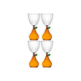 Fruits & Flowers - Stemmed Glass Pear Dull Yellow 10.1 Oz
