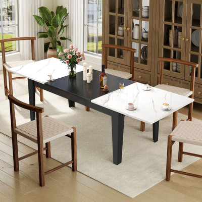 106.3" Extendable Woodgrain Dining Table for Small Spaces