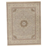 Hand Knotted Wool Area Rug in Ivory And Gold