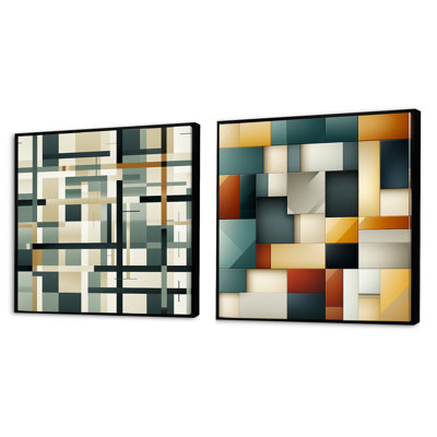 Dabira - Ensemble de 2 collages de formes carrées abstraites
