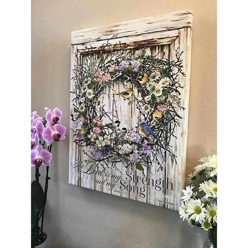 Spring Wreath Canvas Wall Art, 24" H x 18" W x 1" D