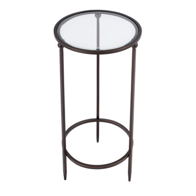 Quigley 11 in. W Round Glass and Metal Side Table