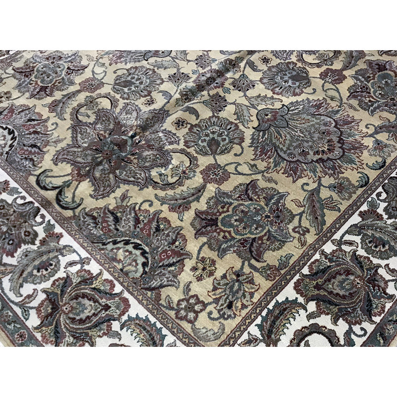Hand-Knotted High-Quality Beige Square Area Rug
