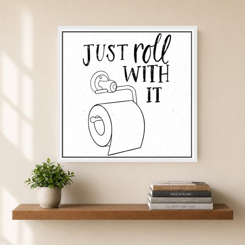 «Bathroom Puns V» par Becky Thorns - Impression sur toile, H 40 po x l 40 po