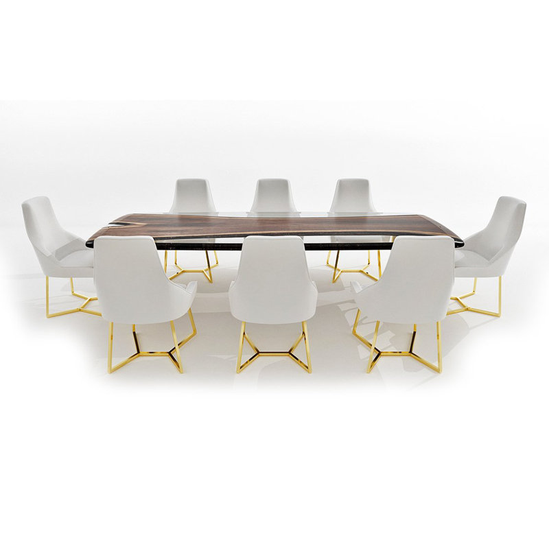 Ombrone Walnut Metal Base Dining Table, 42" W x 72" L 