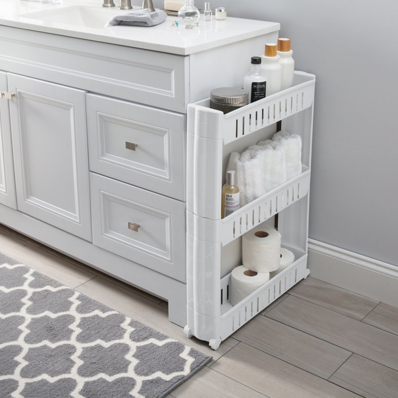White Slim 3 Tier Slide Out Storage Cart