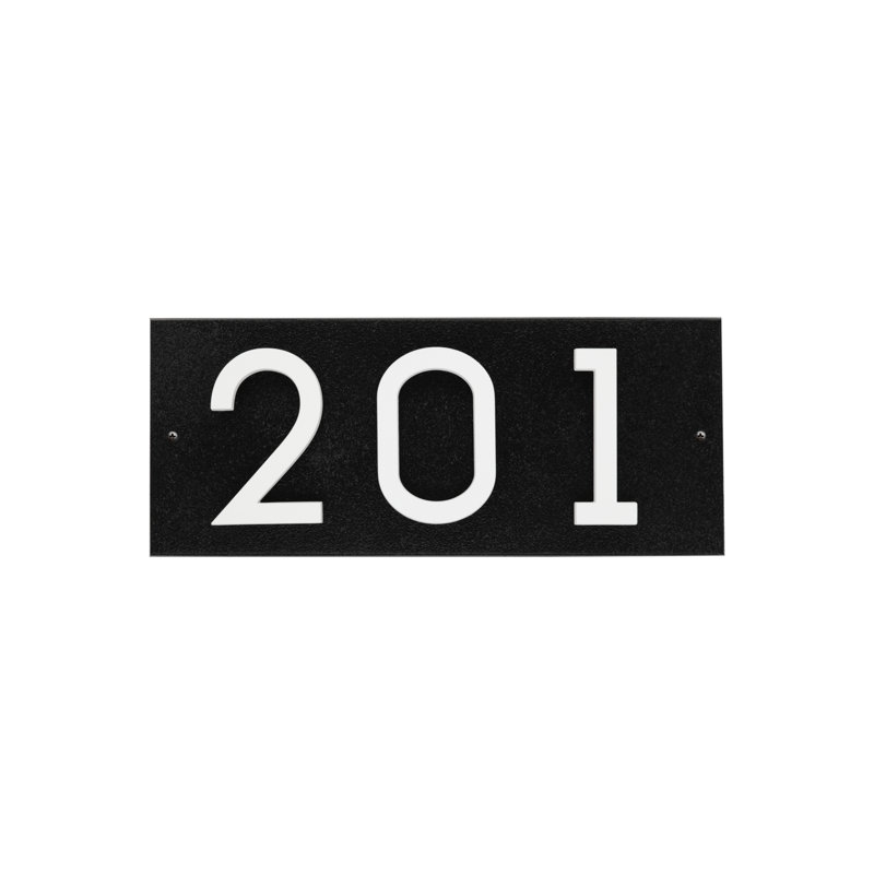 Floating Stand-Off 3-Number Horizontal Sign, Black /W/ White Modern Font Numbers, Yes