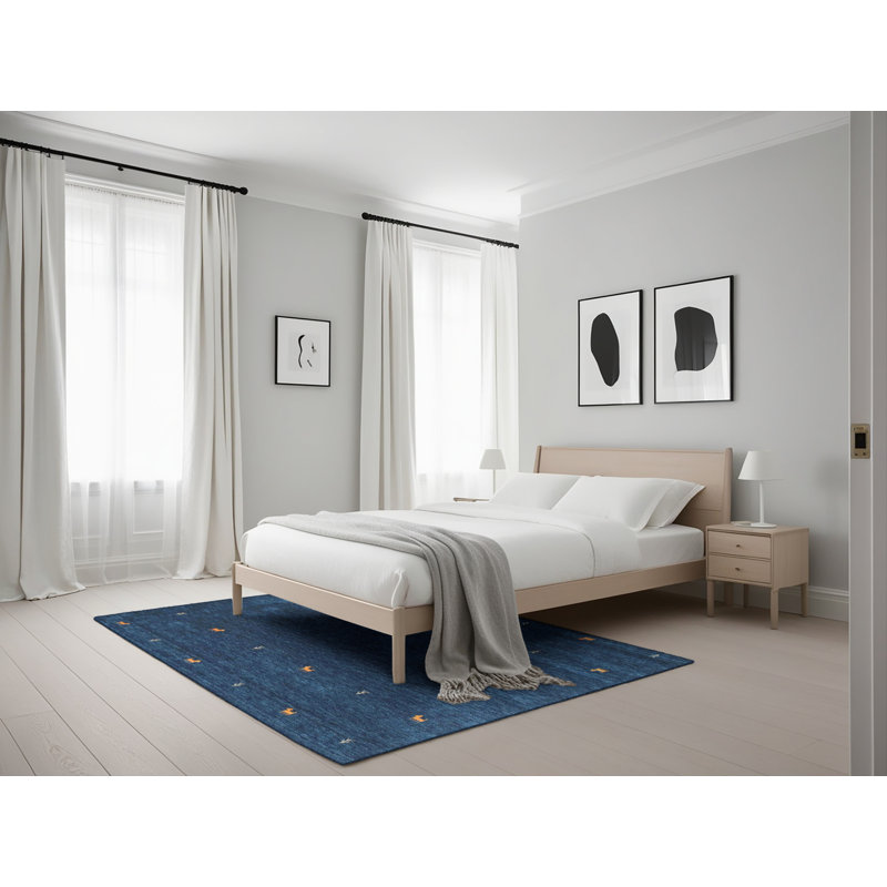 Tapis de zone bleu contemporain, Rectangle 5 pi x 7 pi