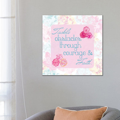 Faith and Love Floral I 1 Piece Wrapped Canvas Wall Art