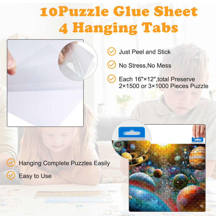 1500 Piece Puzzle Board 34 x 26 Wooden Jigsaw Puzzle Table with Folding  Legs and 4 Drawers,1 Protective Cover 10 Glue Sheet and 4 Hangers,Portable
