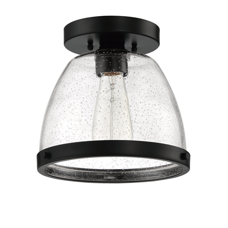 Plafonnier semi-encastré 1 lumière Lodie, Noir, H 8,75 po x l 9,5 po x P 9,5 po