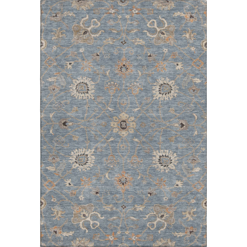 Premium Machine Washable Ducote AMF1137 Global Rug, Rectangle 8' x 10'