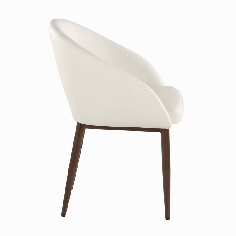 Chaise en métal noyer et similicuir, Blanc