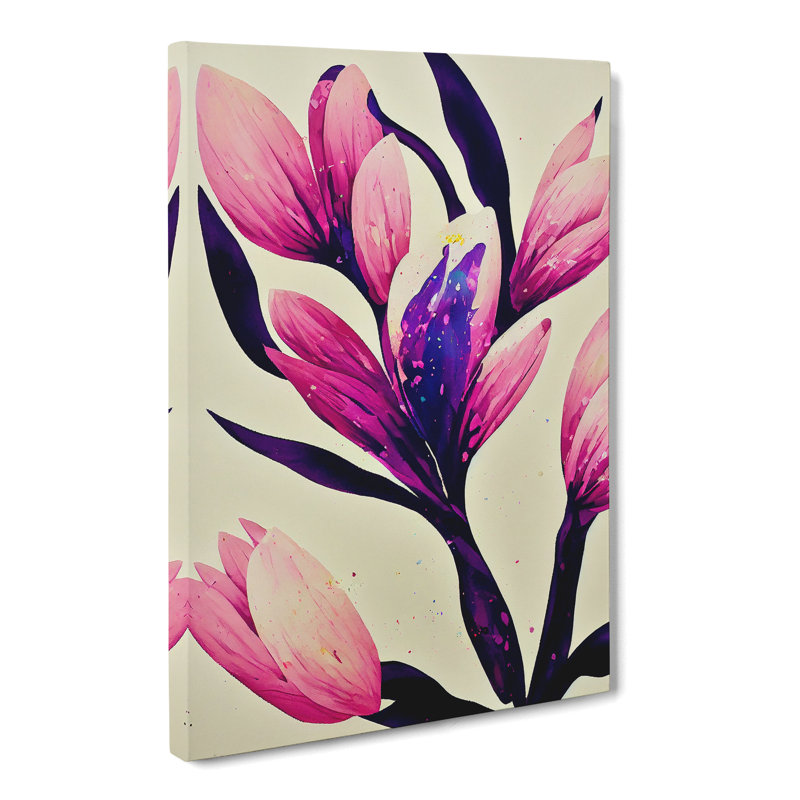 Magnolia Flower Splatter Vol.2 - Wrapped Canvas, 50cm H x 35cm W x 3cm D