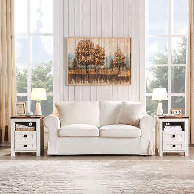 Table de chevet 2 tiroirs avec prises et ports USB Adaija