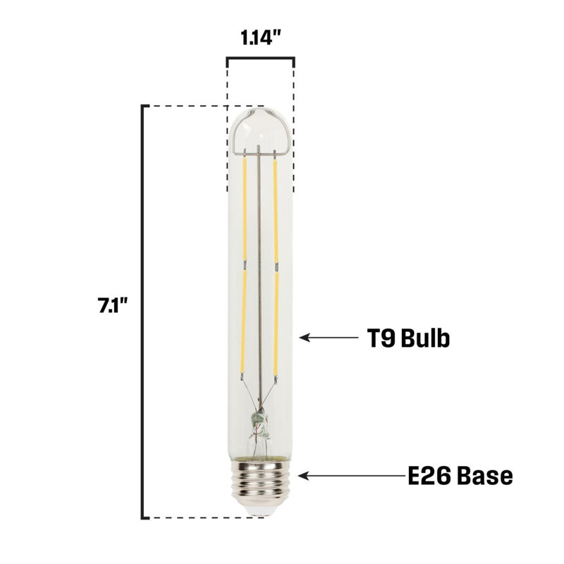 5 Watt (75 Watt Equivalent) Clear T9 Dimmable Filament LED Light Bulb, Medium Base, 6 Pack