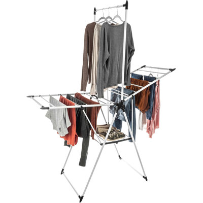 2-Level Laundry Drying Rack - 24 Rails, Adjustable Wings