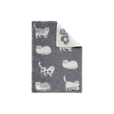Grey Cat Little Wool Blanket