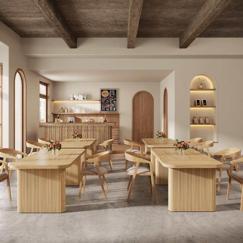 Table de salle à manger moderne, table de cuisine en bois, Naturel