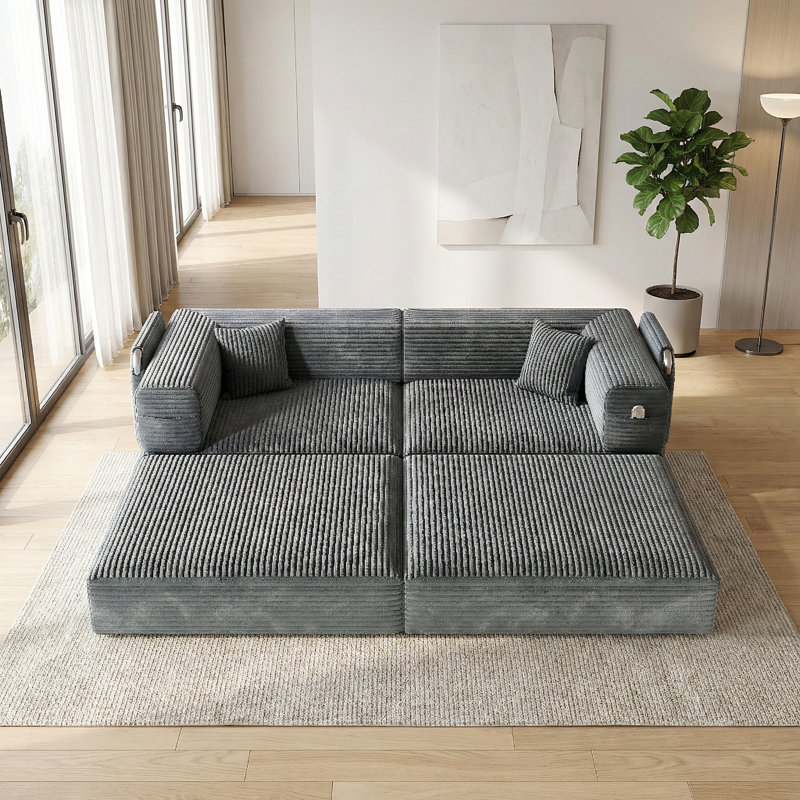 Canapé-lit 78,7 po convertible Cloud, Gris