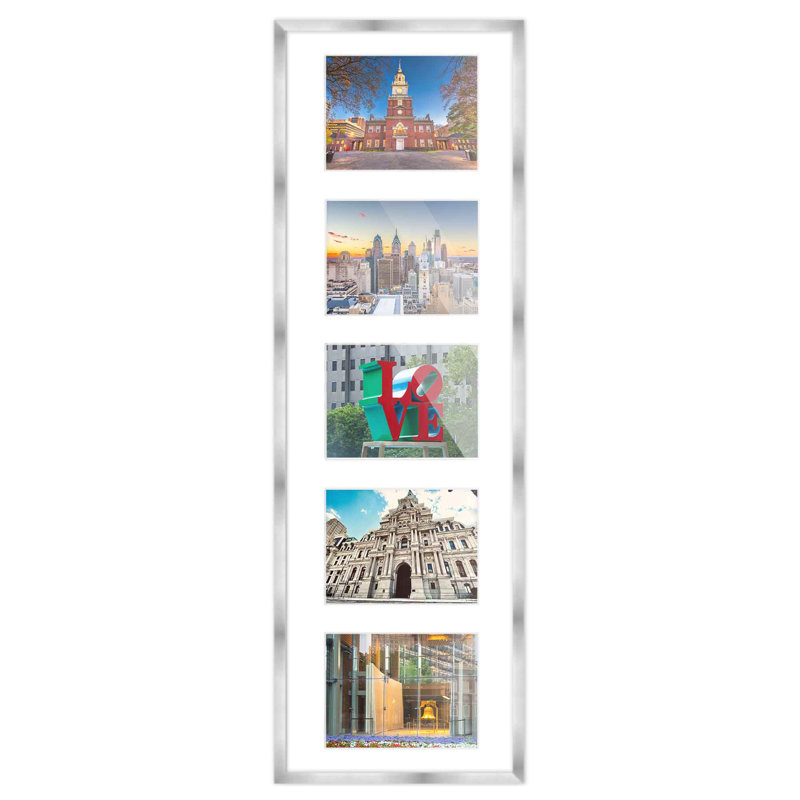 Cadre en bois, 5 po x 7 po, 8,5 po x 28,5 po, Argent / blanc