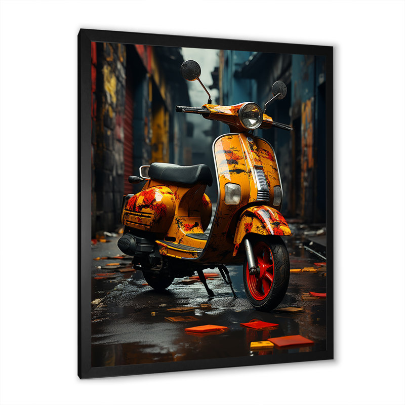 Scooter Escape II sur impression sur toile, Cadre simple noir, H 44 po x l 34 po x P 1,5 po