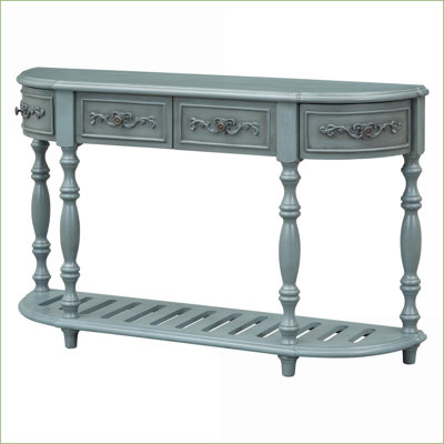 Table basse courbée de 52 po - Panneau de fibres à densité moyenne et amp; Bois massif pour le couloir / salon, rangement spacieux et amp; Assemblage facile