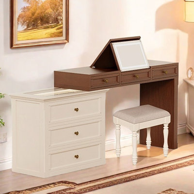 Solid wood retro style multi-functional dresser