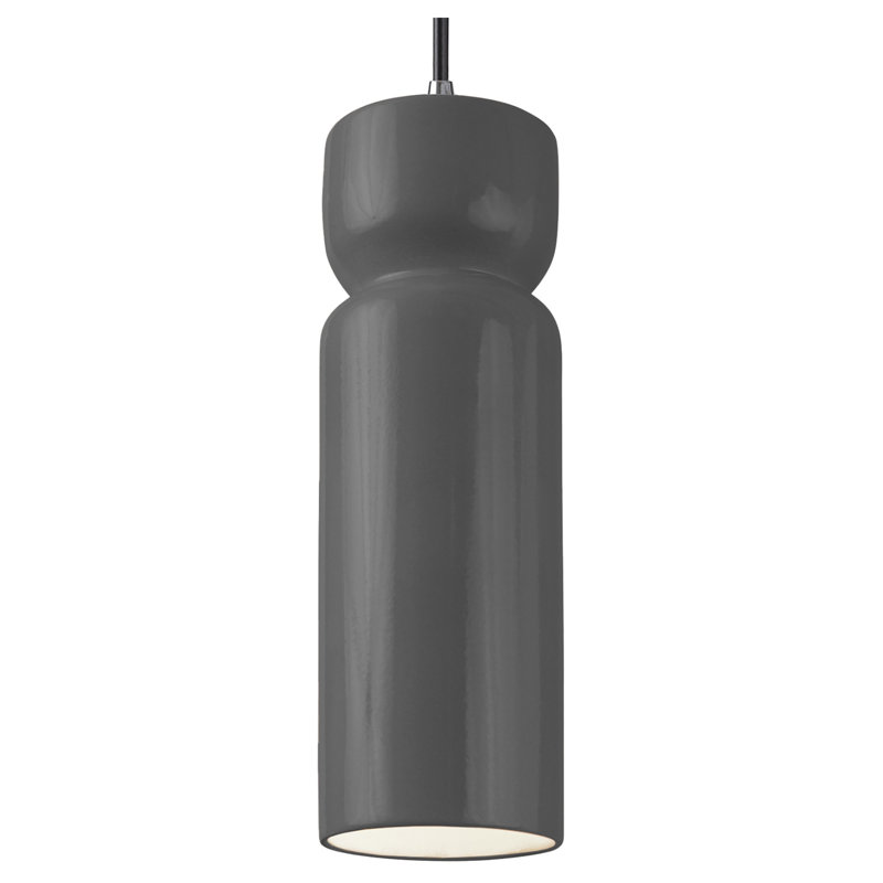 Luminaire suspendu simple en forme de sablier Breeona, Gris brillant, Chrome poli