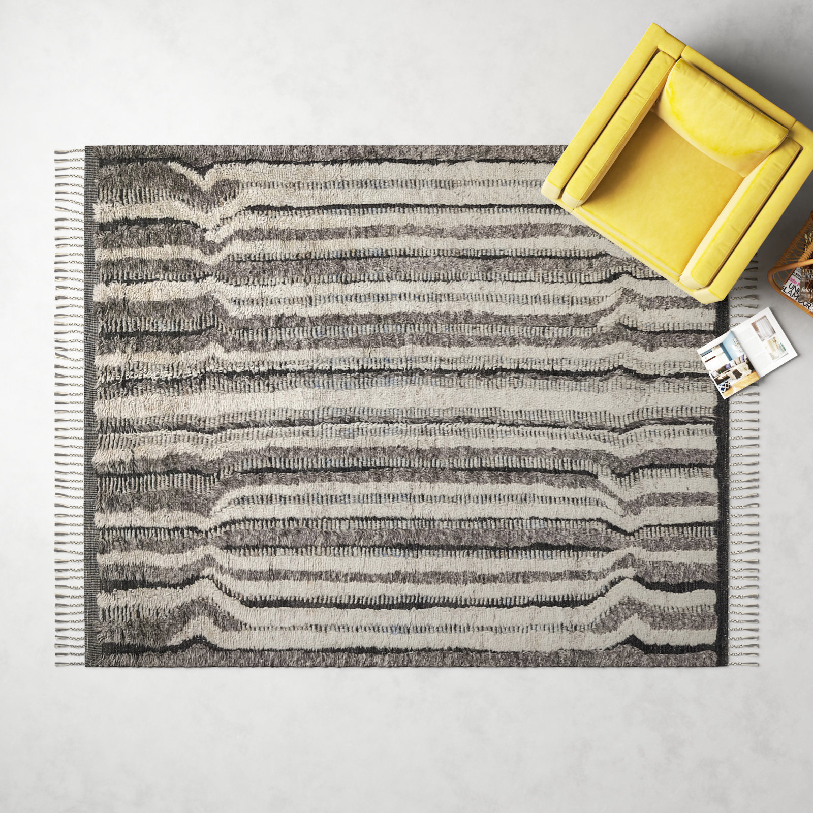 Benjamin Stone Charcoal Hand-Knotted Rug, Rectangle 7'9" x 9'9"