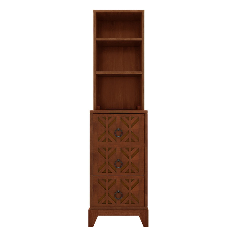 Table de bout avec 3 tiroirs, table de coin avec 2 tablettes ouvertes, table d'appoint haute pour chambre à coucher et coin