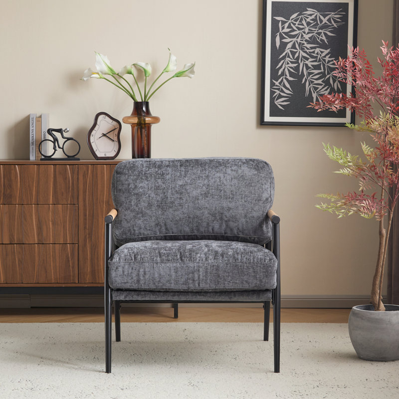Chaise d'appoint moderne 27,56 po, Gris, Noir