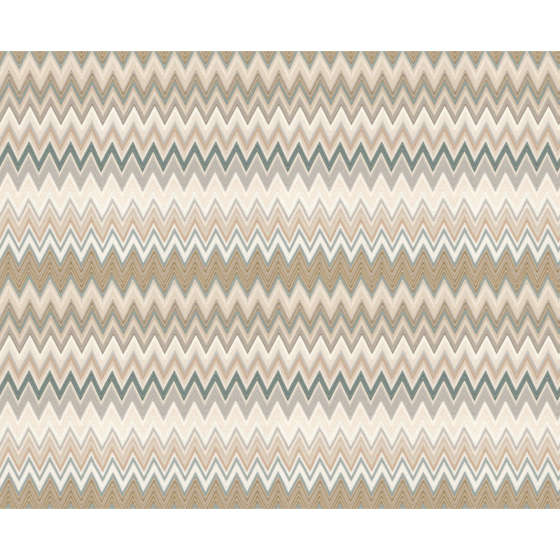Papier peint adhésif zigzag blanc, Vert