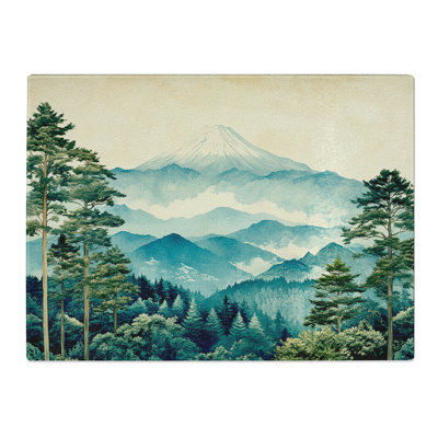 Japanese Mountains  Glass Chopping Board