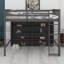 Lit mezzanine avec 8 tablettes de rangement ouvertes et échelle intégrée-1488715629