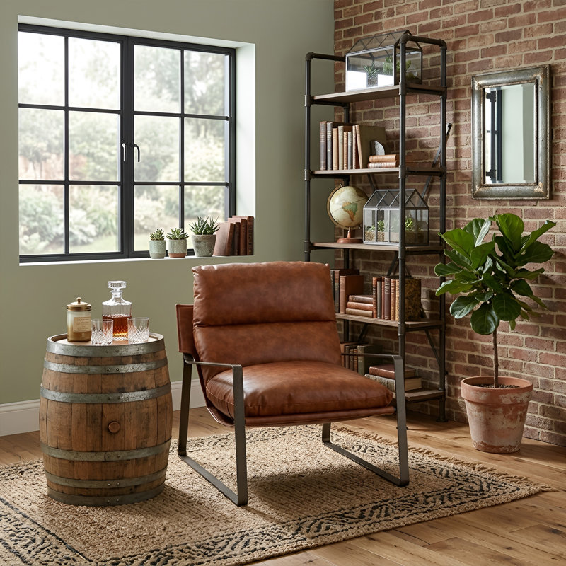 Fauteuil l 29,75 po Gerani, Similicuir brun clair