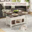 Table basse convertible 4 en 1 avec plateau relevable, compartiments cachés et tablette ouverte - Design moderne blanc pour le salon, parfaite pour les ordinateurs portables, les livres et les accessoires, table basse pour le salon