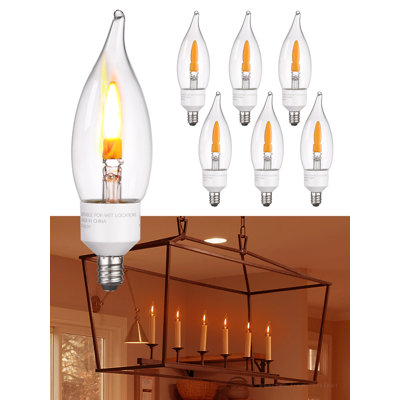 Ca11 Flame Light Bulbs E12 Base, 1w Led Flickering Bulbs, 2 Modes, Candle Light Bulbs For Chandelier, Ul Listed, 1800k Warm Yellow