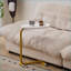 Table basse blanche en forme de C pour les petits espaces, acier et amp; Panneau de fibres à densité moyenne, peu encombrant et amp; Facile à glisser sous le canapé-54651800