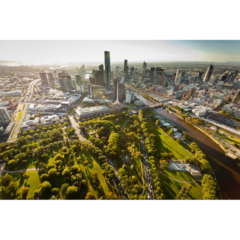 Julie Melbourne Skyline - Wrapped Canvas Print, 30cm H x 46cm W x 3.8cm D